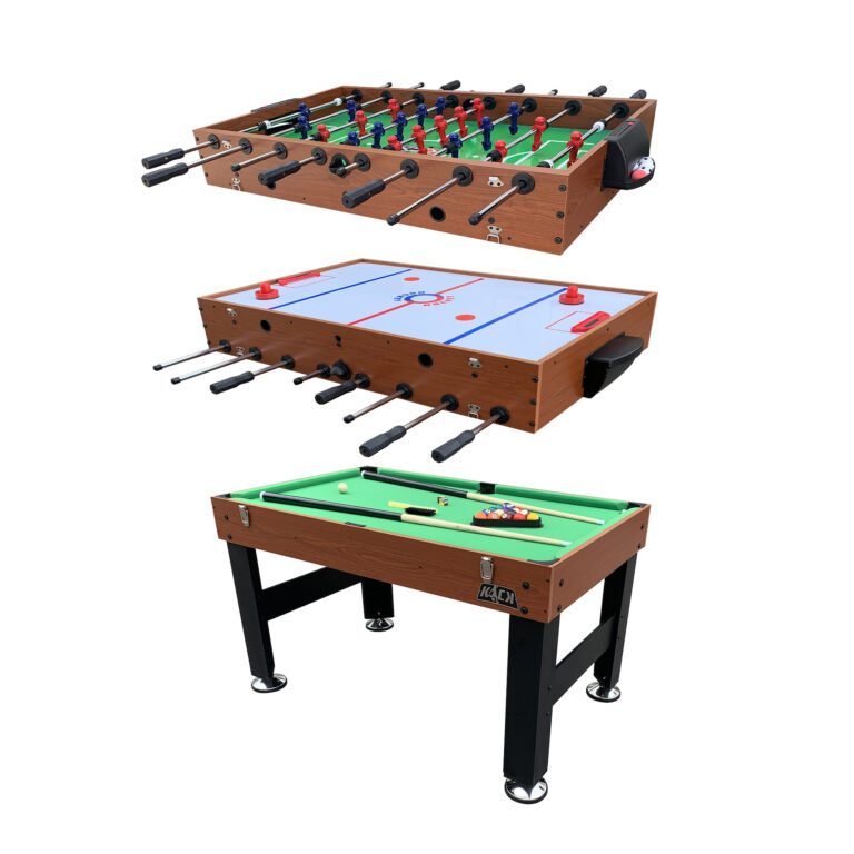 KICK Trilogy 55″ 3in1 Multi Game Table (Brown) KICK Foosball Tables