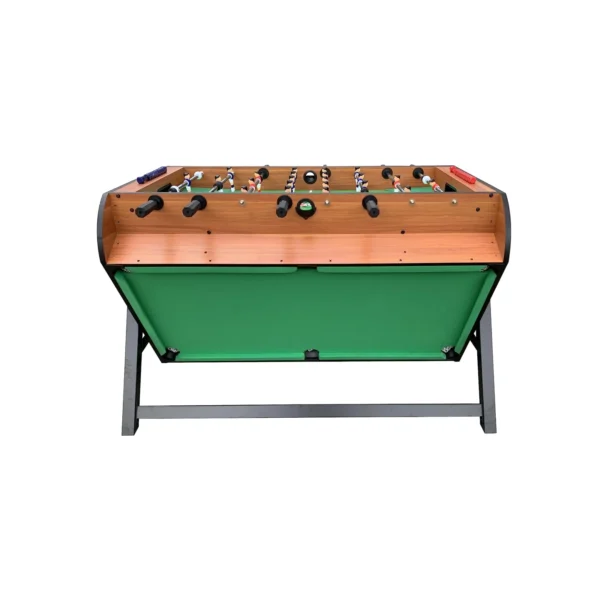 KICK Triplex 55 inch 3-in-1 multi game table side angle in brown color