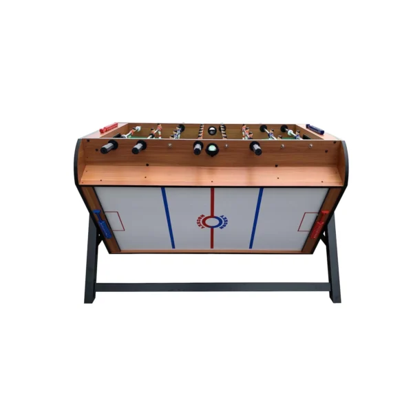 KICK Triplex 55 inch 3-in-1 multi game table full perspective view in brown color